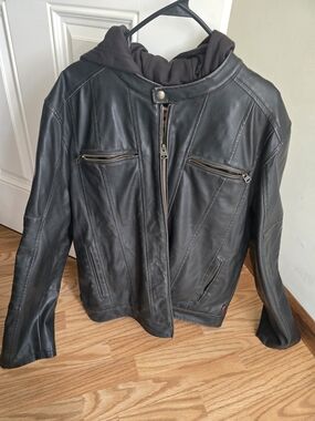 Classic Black Leather Zip-Up Jacket